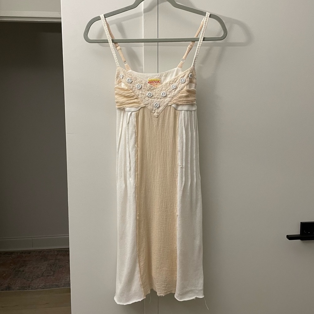 Vintage Free People Embellished Gauze Midi Dress